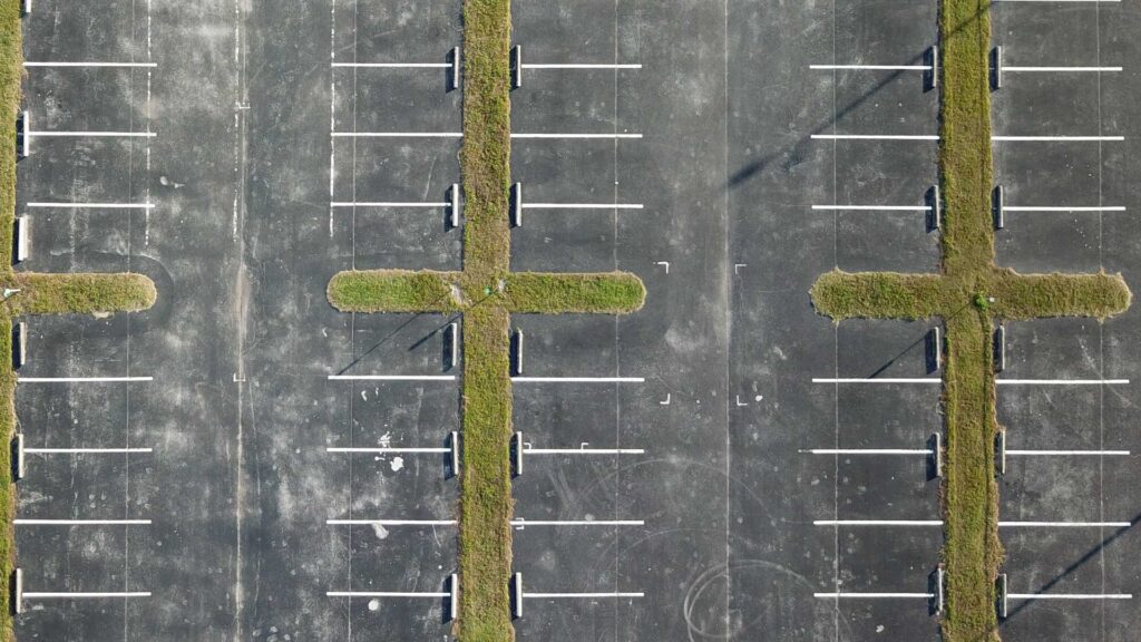 Aerial photo of an empty parking lot. Credit Anita Denunzio.